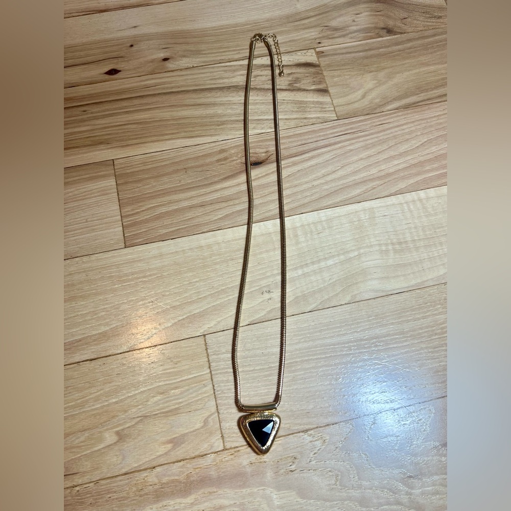 Gold necklace with black triangle pendant!